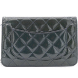 Patent Quilted Wallet on Chain Dark Green