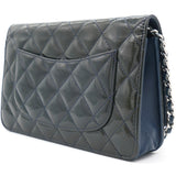 Patent Quilted Wallet on Chain Dark Green