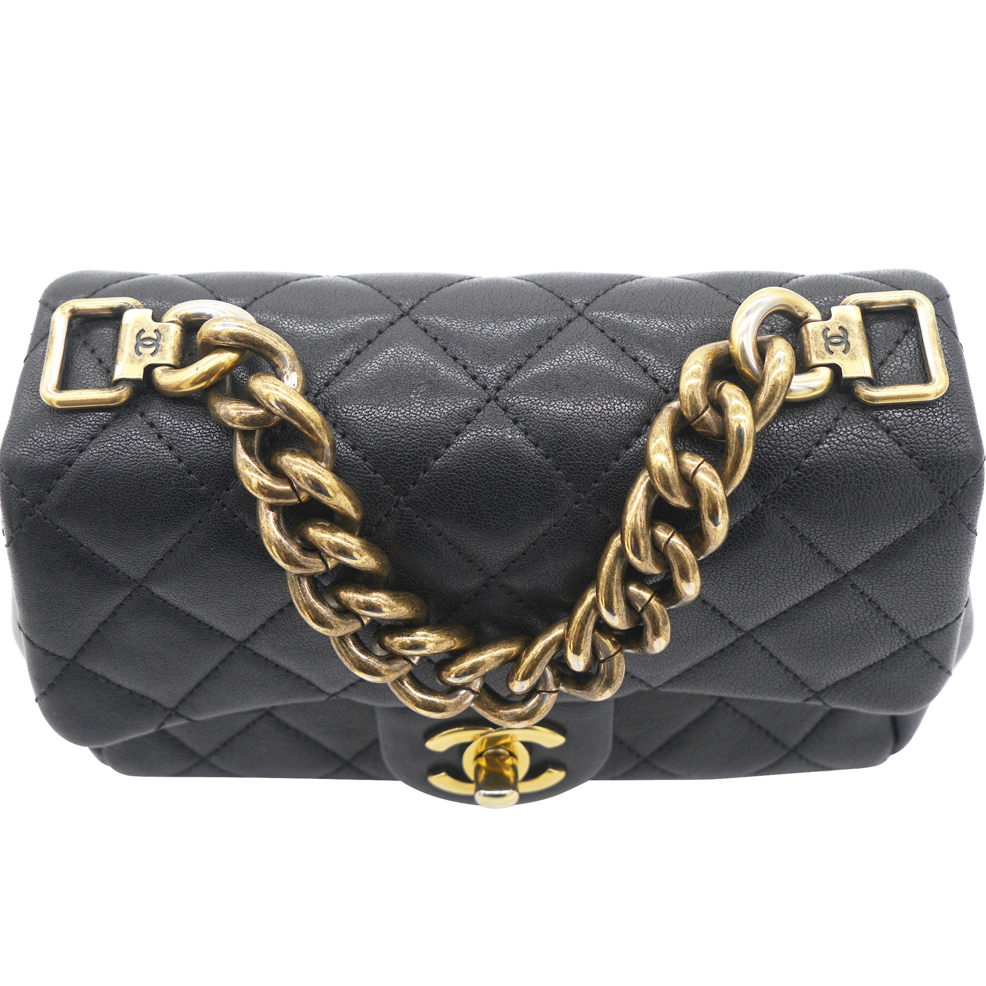 Chanel Quilted Mini Gold Classic Flap Pouch Chain Bag
