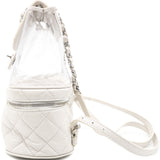 Classic Flap Crumpled Vanity and Resin White Leather Pvc Backpack