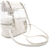 Classic Flap Crumpled Vanity and Resin White Leather Pvc Backpack