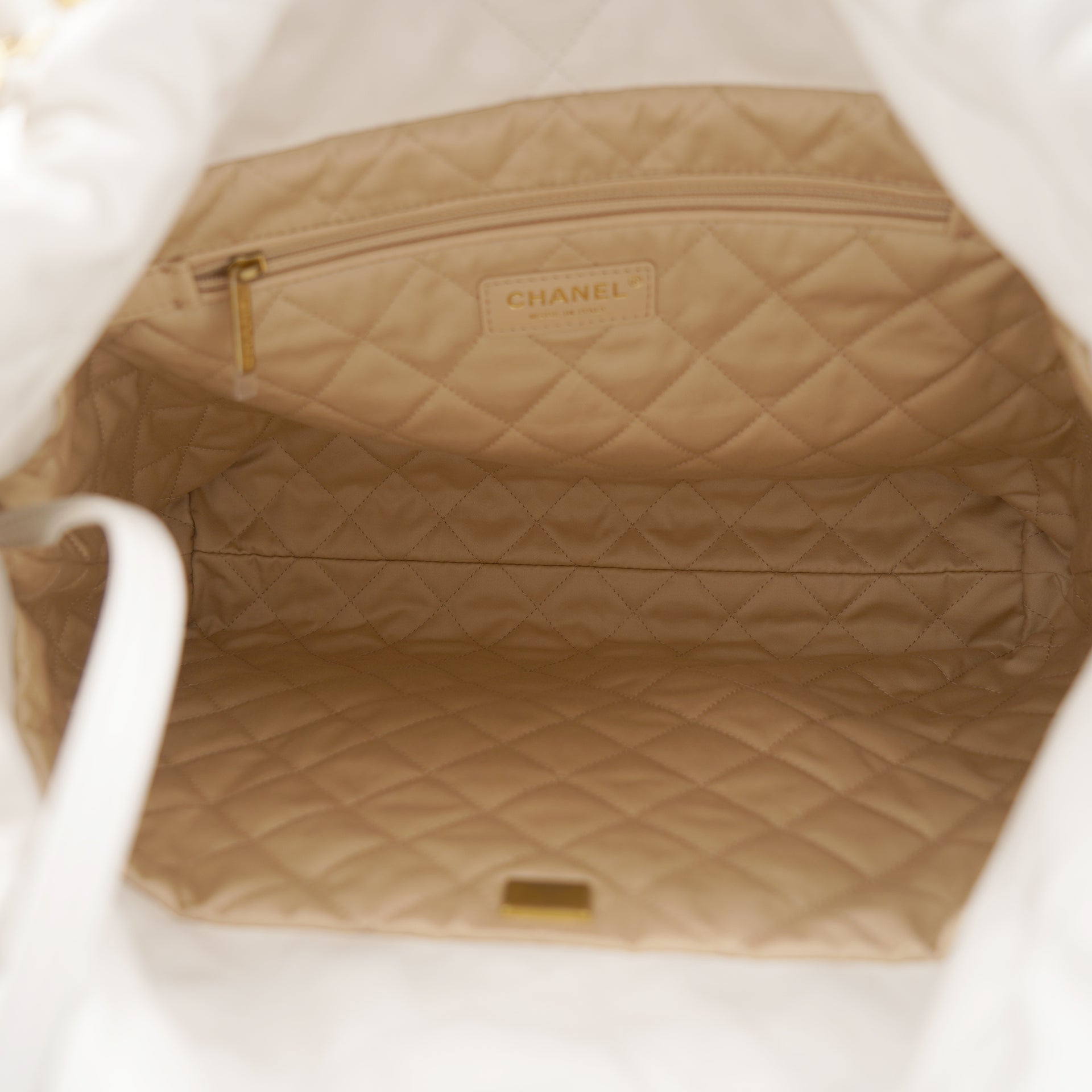 Chanel 22 Mini Quilted Hobo Tote, Rose Gold Calfskin with Gold