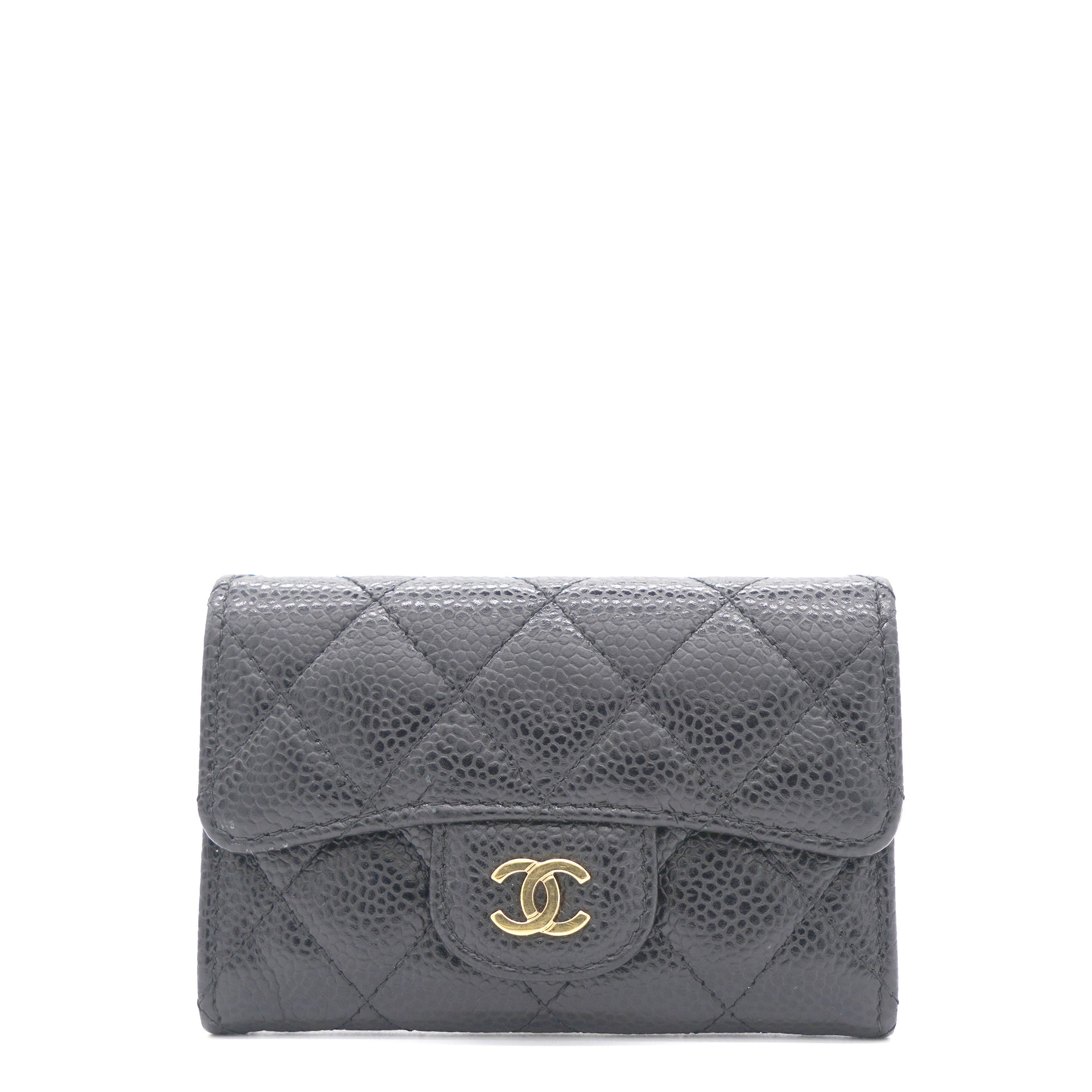 Chanel TriFold Black Caviar Compact Wallet  THE PURSE AFFAIR