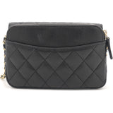 Quilted Black Caviar Wallet Phone Holder Chain Bag