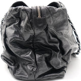 Glazed Calfskin Large Twisted Tote Black