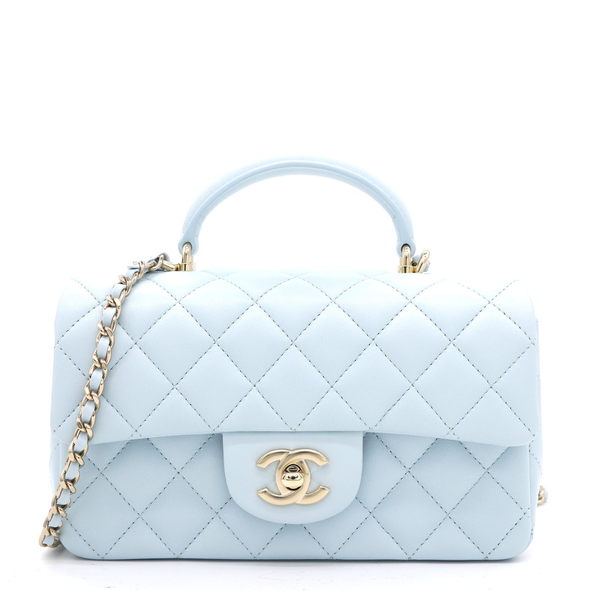 Chanel Blue Aged Glazed Leather Just Mademoiselle Bag  I MISS YOU VINTAGE