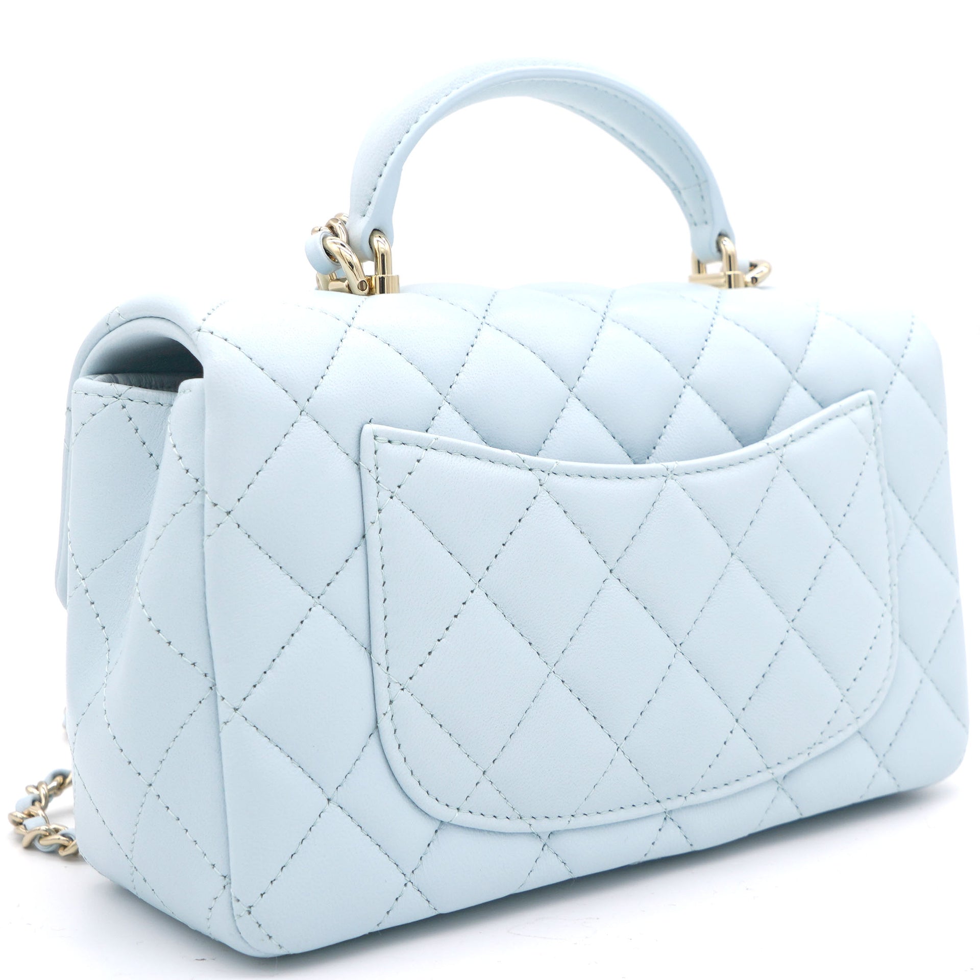 Chanel Classic Flap Light Blue Lambskin Leather Quilted Rectangle