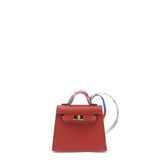 Tadelakt Mini Kelly Twilly Bag Charm Red