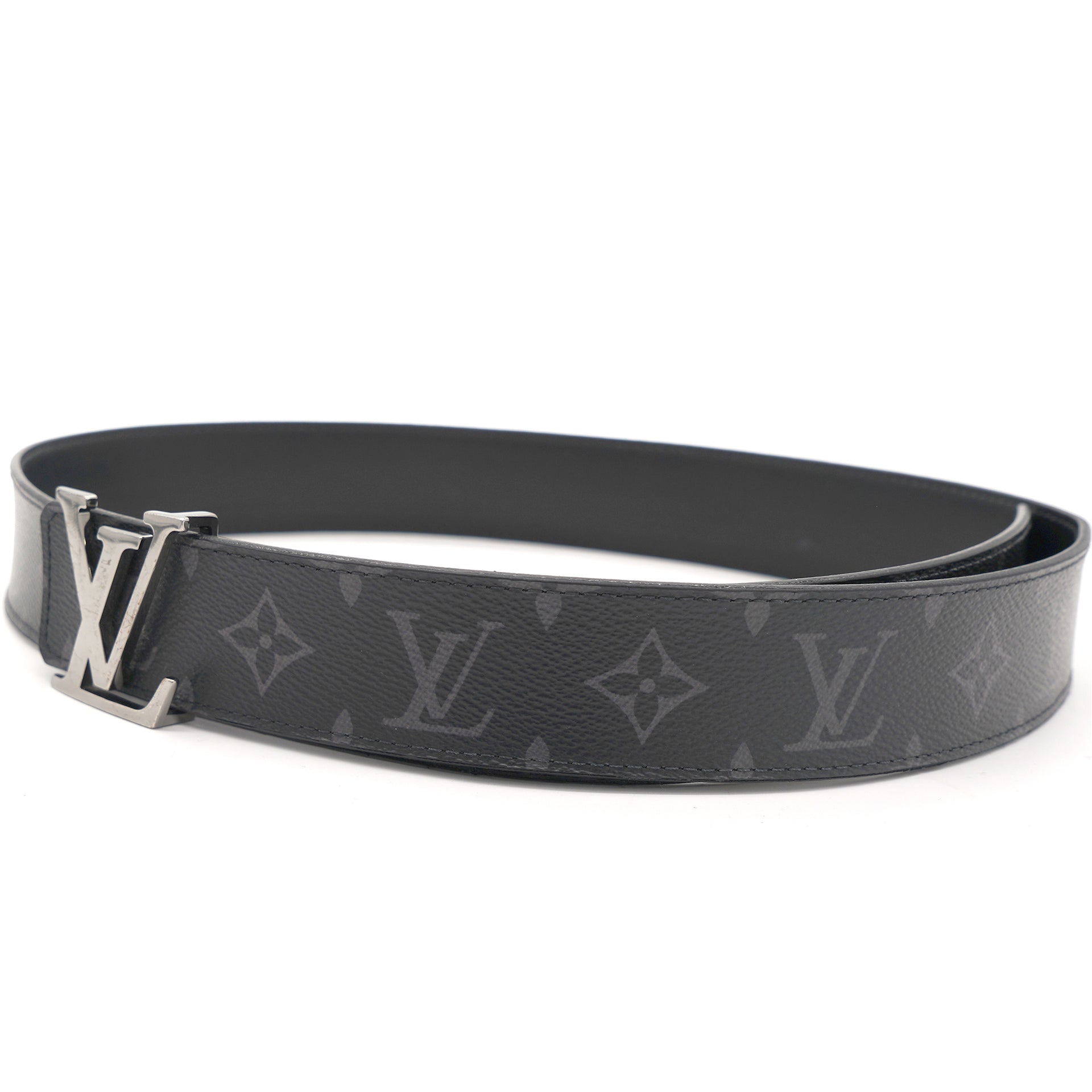 Louis Vuitton LV Initiales 40mm Reversible Belt Grey Monogram Canvas. Size 95 cm