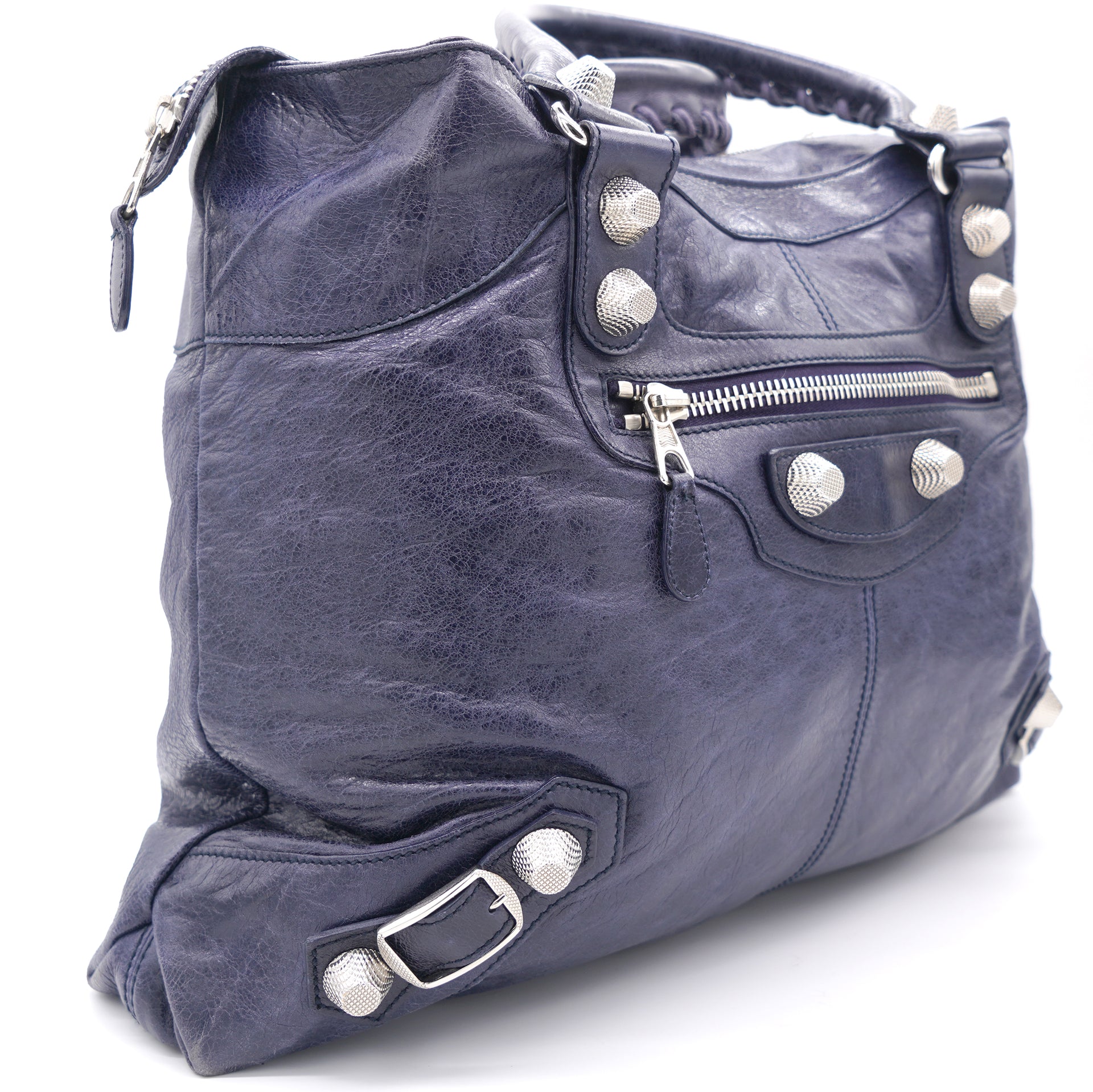 City leather handbag Balenciaga Navy in Leather  31930798