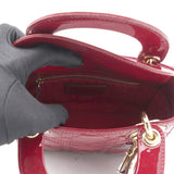 Red Cannage Patent Leather Mini Chain Lady Dior Tote