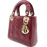 Red Cannage Patent Leather Mini Chain Lady Dior Tote