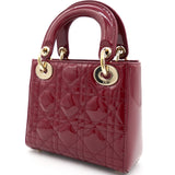 Red Cannage Patent Leather Mini Chain Lady Dior Tote