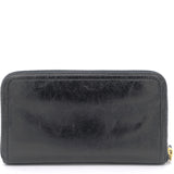 Black Calf Leather Zip Around Wallet