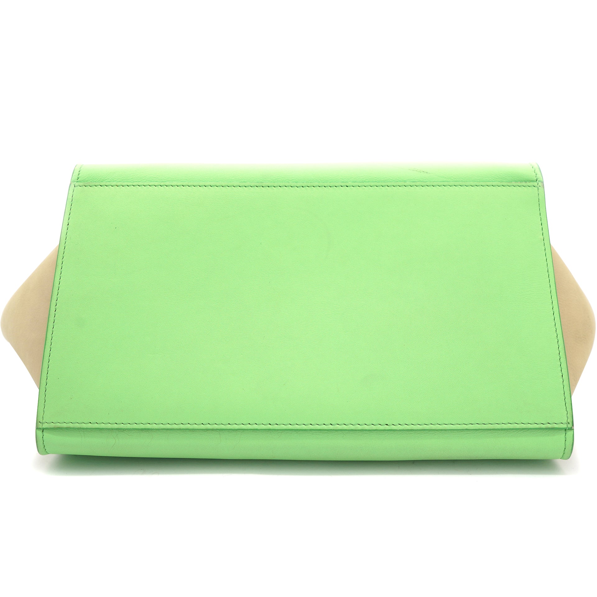Celine Mini Vertical Cabas Calfskin Canvas Shoulder Bag Lime