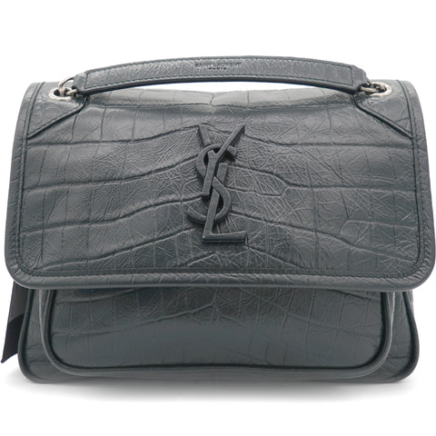 Saint Laurent Niki Mini Quilted Crinkled-leather Shoulder Bag In