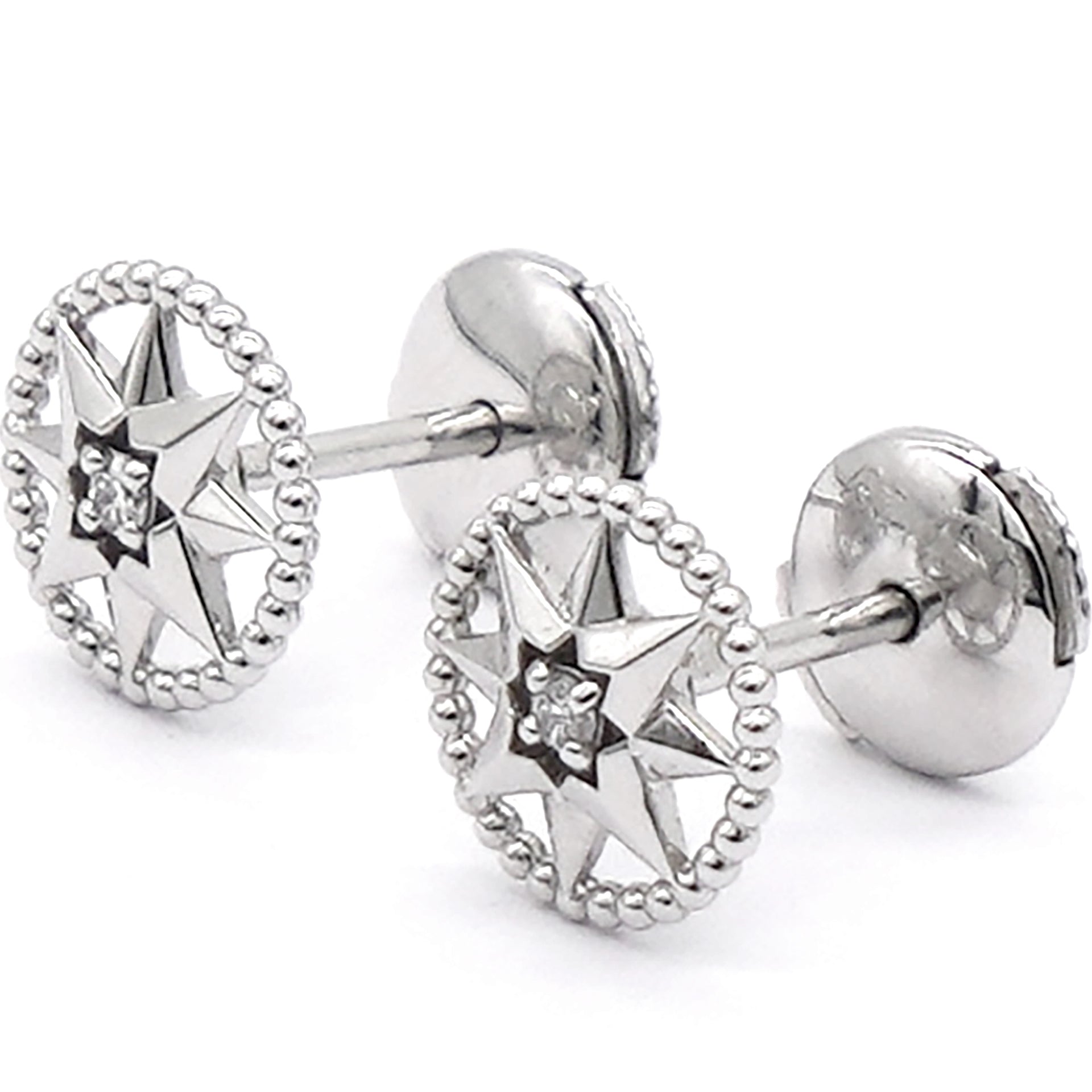 Rose Des Vents White Gold Stud Earrings