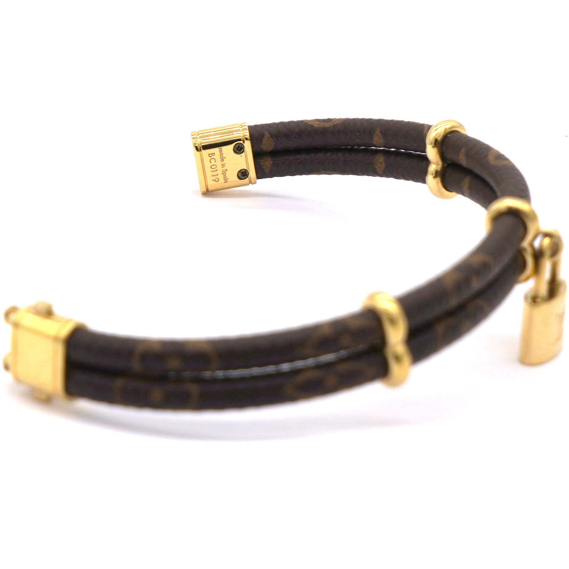 Louis Vuitton Keep It Twice Monogram Canvas Gold Tone Metal Bracelet
