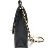 Vertical Pearls Clutch with Chic Pearl Chain In Black and Gold Hardware GHW