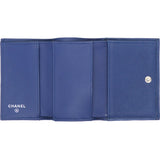 Classic Caviar Quilted Tri-Fold Wallet Navy