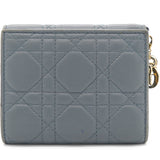 Grey Cannage Lambskin Leather Lady Dior French Wallet