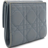 Grey Cannage Lambskin Leather Lady Dior French Wallet