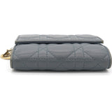 Grey Cannage Lambskin Leather Lady Dior French Wallet