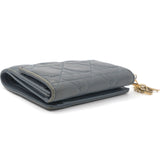 Grey Cannage Lambskin Leather Lady Dior French Wallet