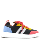 Knit Suede Goatskin Womens Crew Sneakers Black Red Blue 37