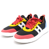 Knit Suede Goatskin Womens Crew Sneakers Black Red Blue 37