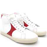 White Leather Colour Block Pattern Sneakers 35