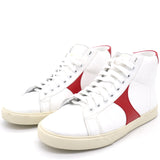 White Leather Colour Block Pattern Sneakers 35