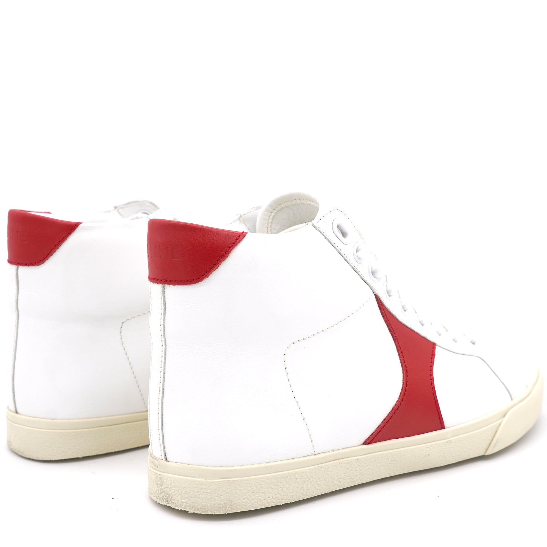 White Leather Colour Block Pattern Sneakers 35