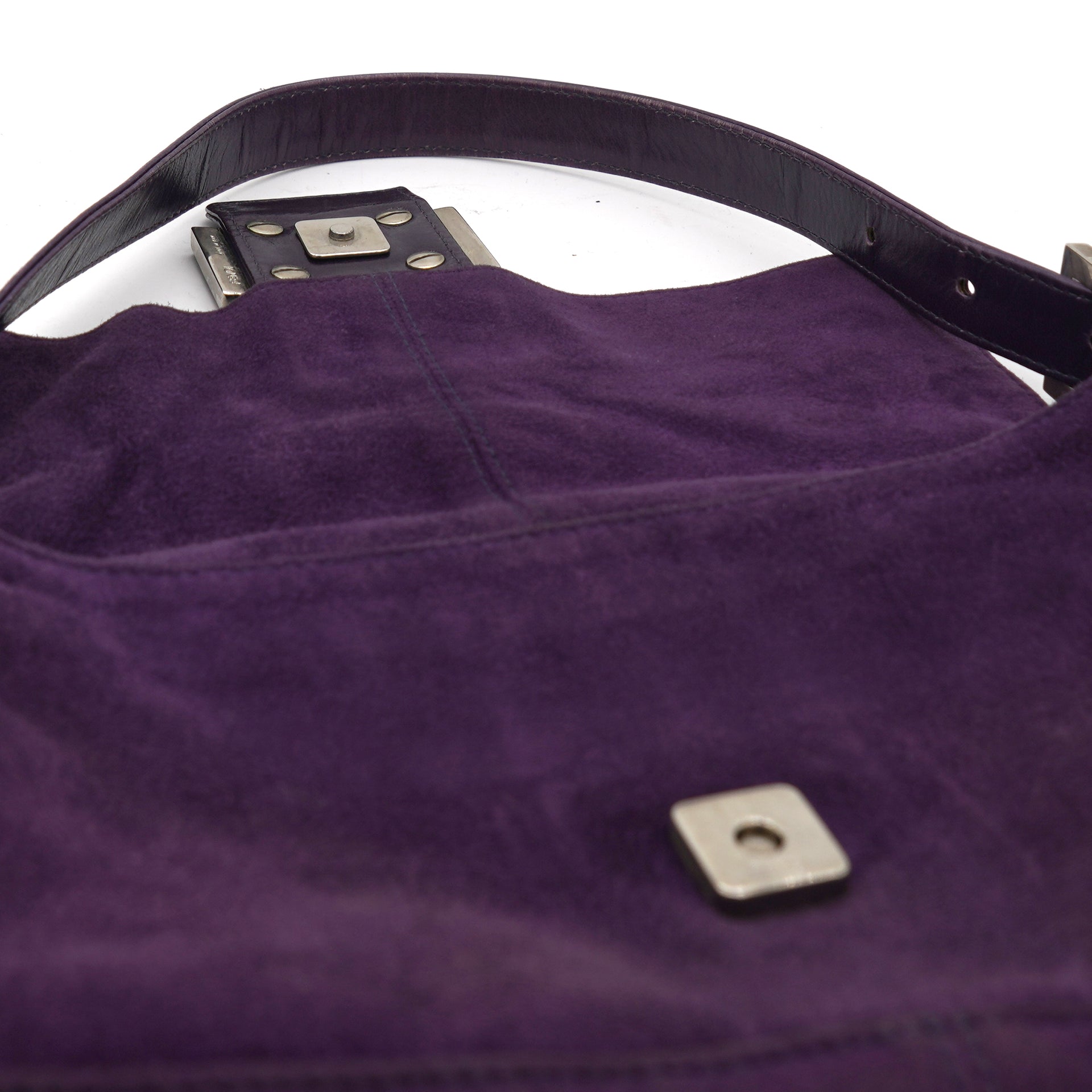 Purple Suede Baguette Shoulder Bag