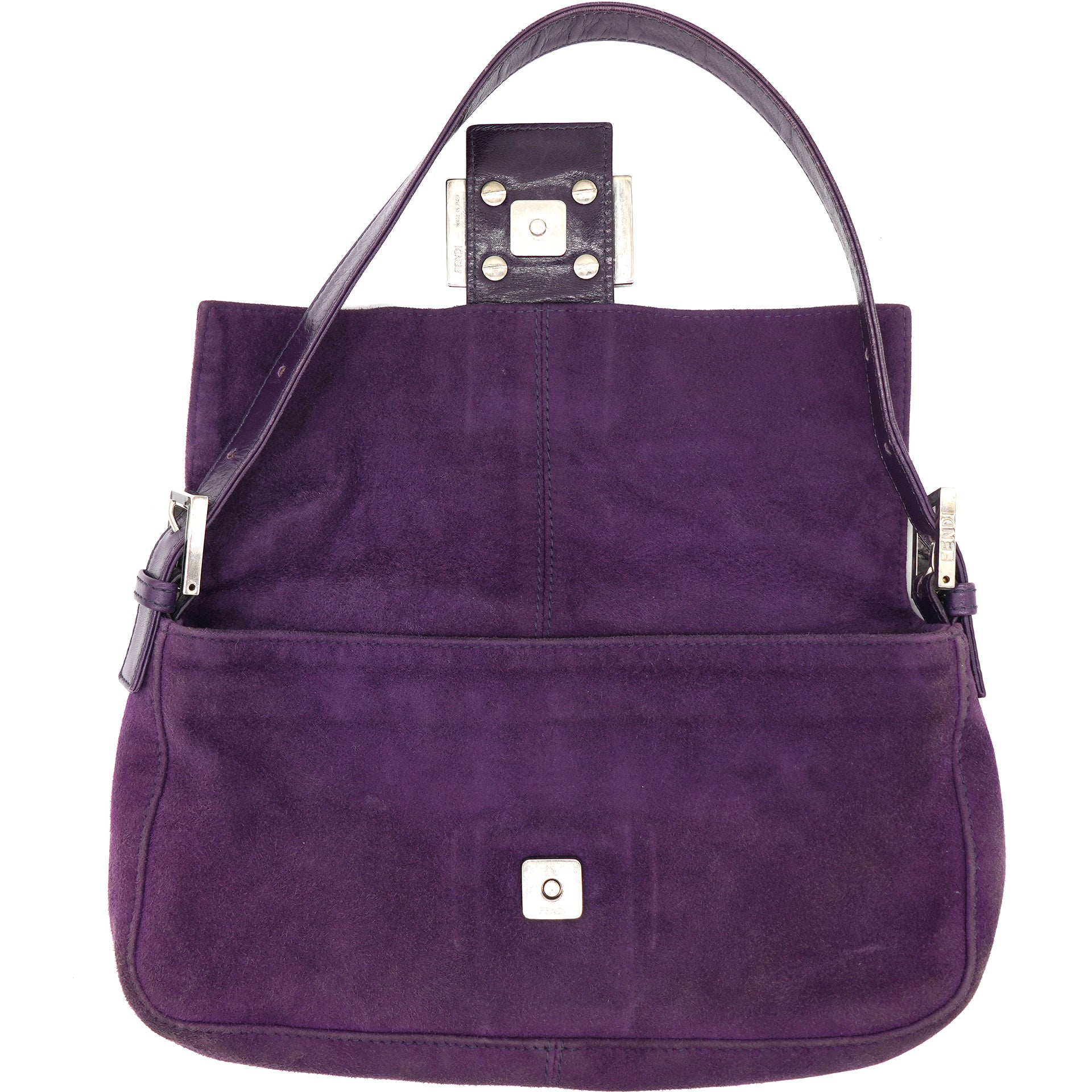 Purple Suede Baguette Shoulder Bag