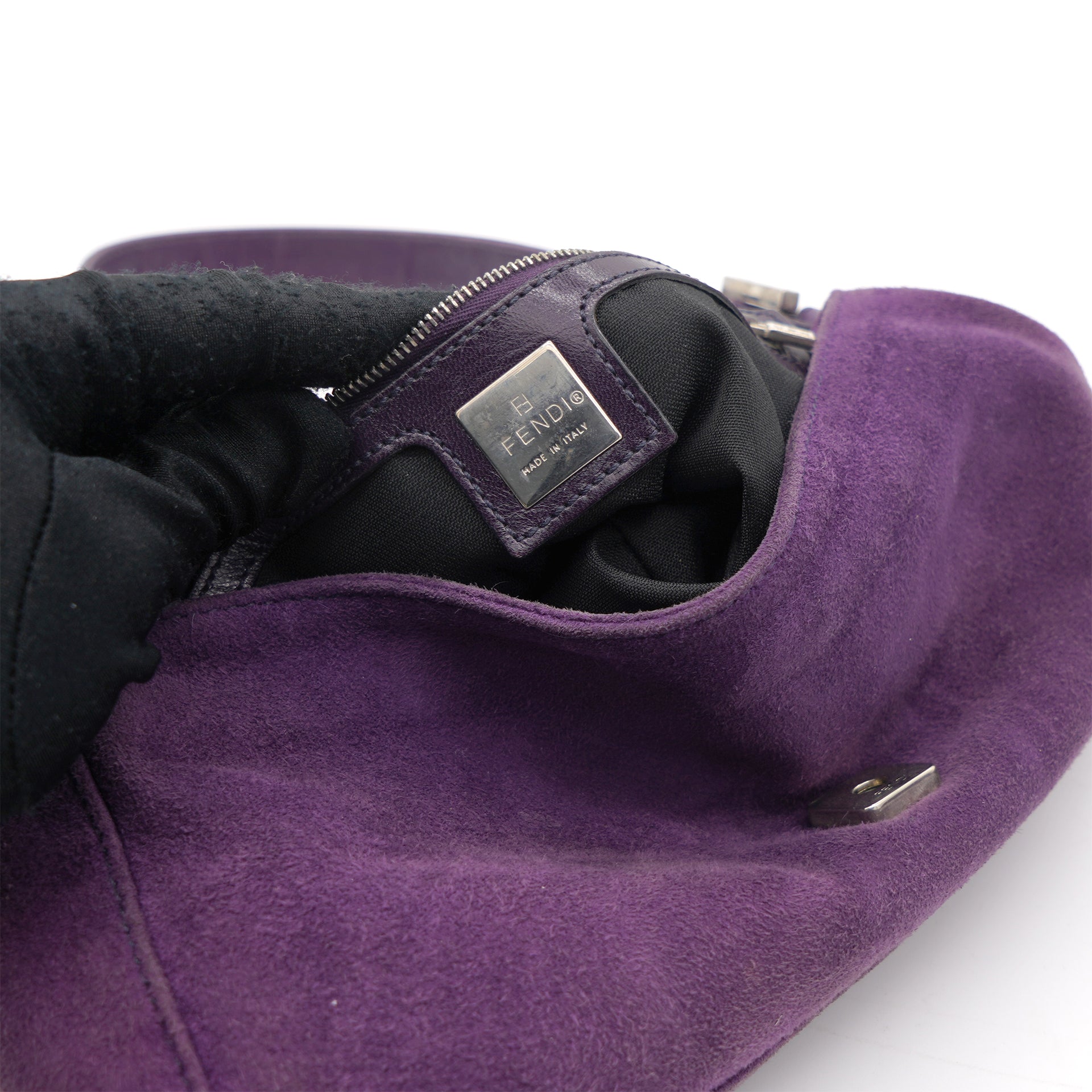 Purple Suede Baguette Shoulder Bag