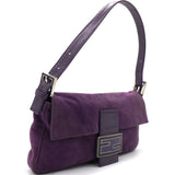 Purple Suede Baguette Shoulder Bag