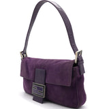 Purple Suede Baguette Shoulder Bag