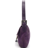 Purple Suede Baguette Shoulder Bag