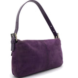 Purple Suede Baguette Shoulder Bag