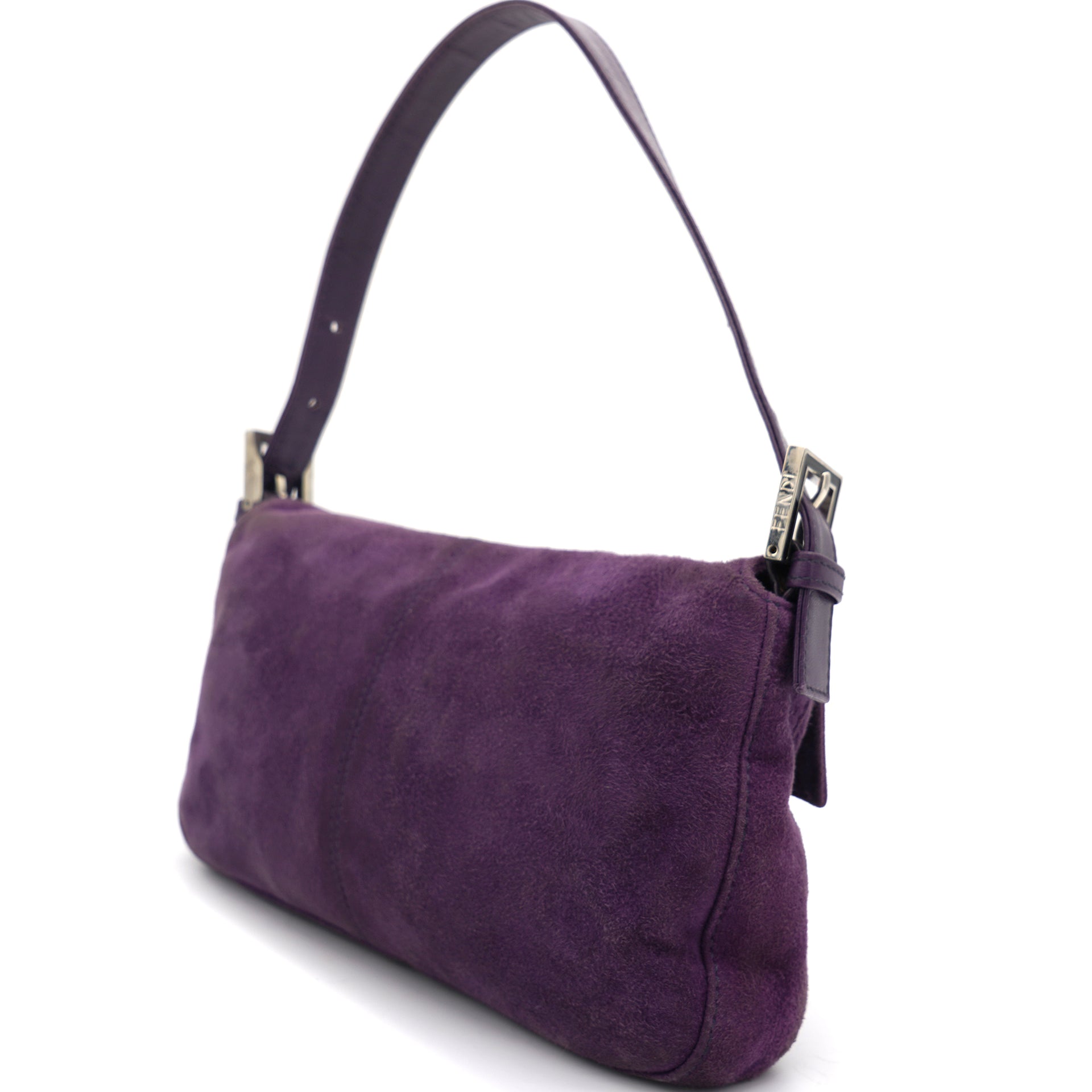 Purple Suede Baguette Shoulder Bag