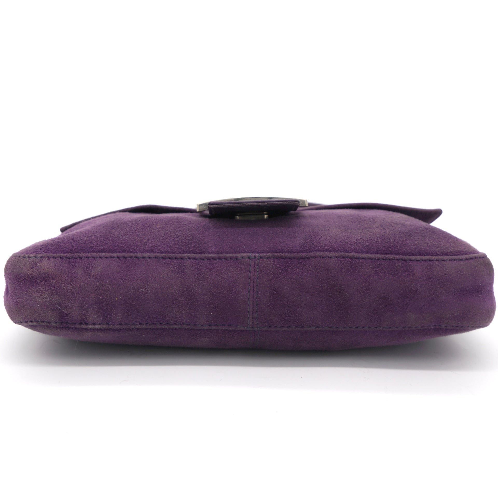 Purple Suede Baguette Shoulder Bag