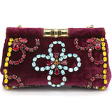 Burgundy Velvet Barrel Mini Chain Bag