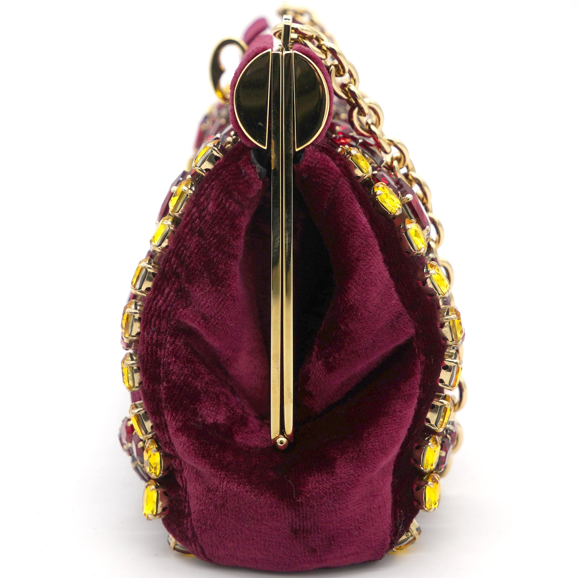 Burgundy Velvet Barrel Mini Chain Bag