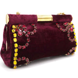 Burgundy Velvet Barrel Mini Chain Bag