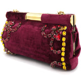 Burgundy Velvet Barrel Mini Chain Bag