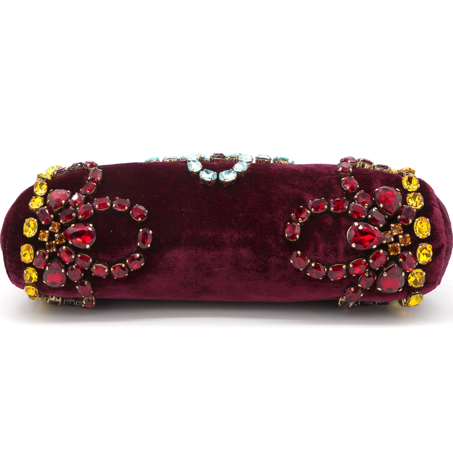 Burgundy Velvet Barrel Mini Chain Bag