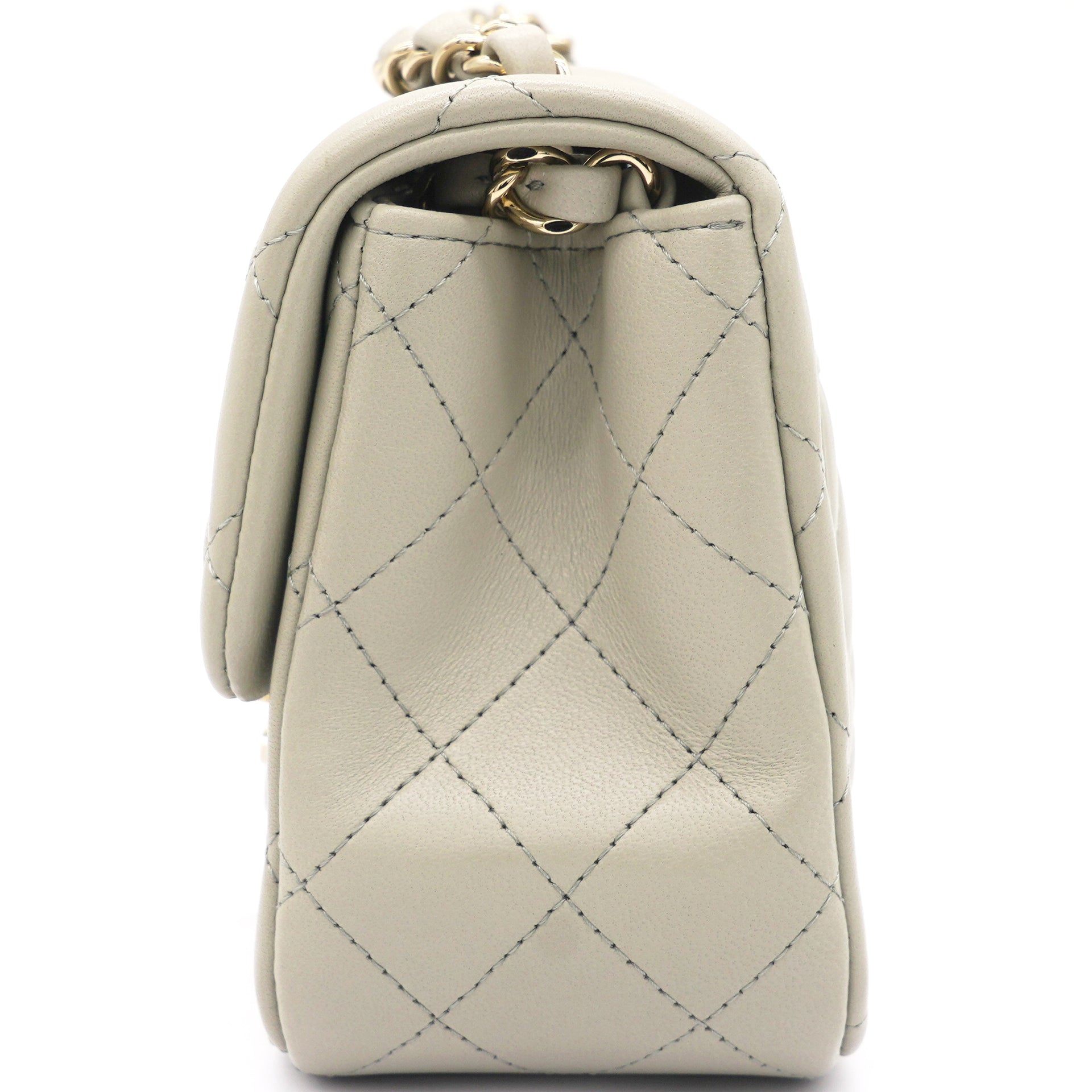 Lambskin Quilted Mini Square Flap Grey