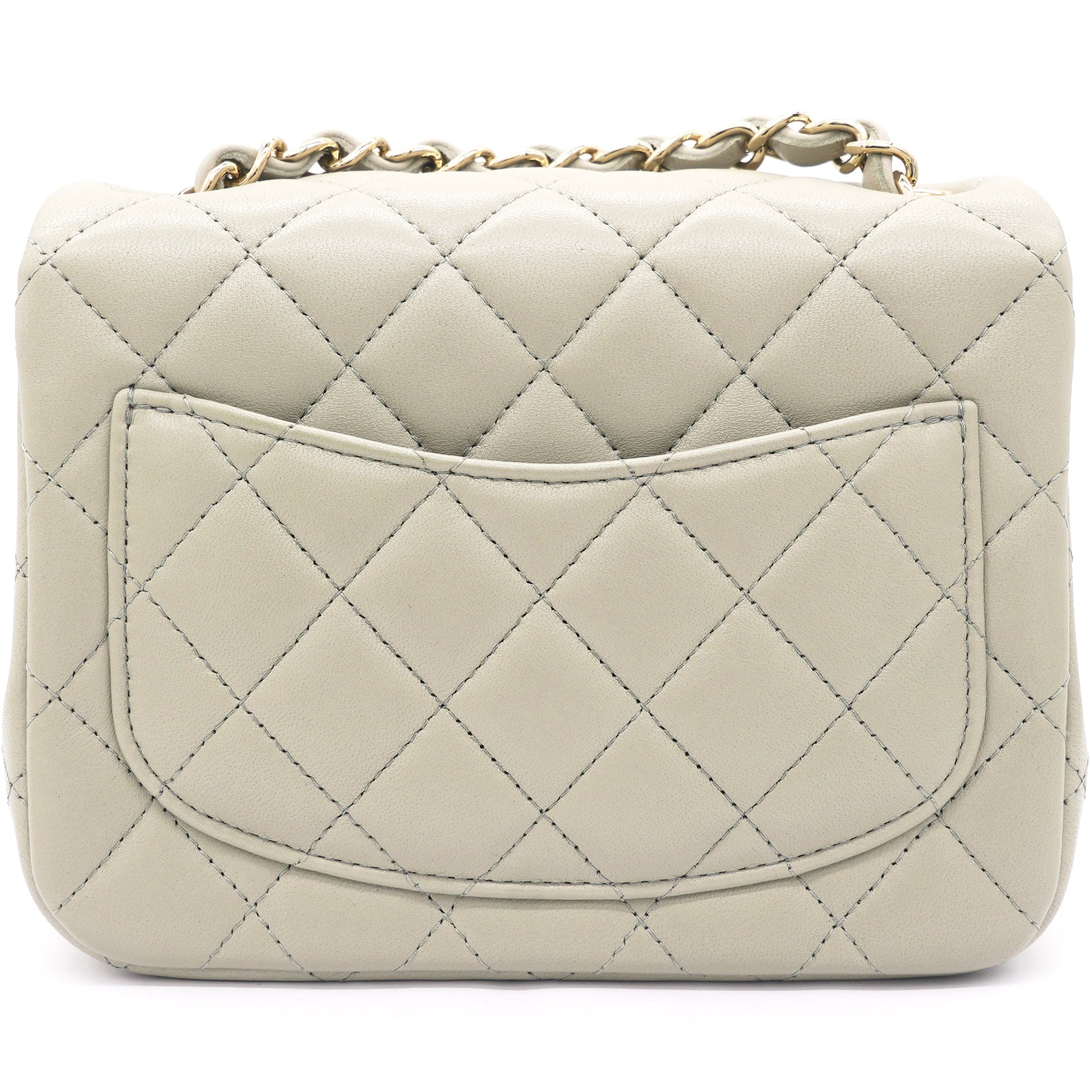 Lambskin Quilted Mini Square Flap Grey