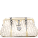 White Oblique Canvas and Leather Romantique Trotter Zip Bag